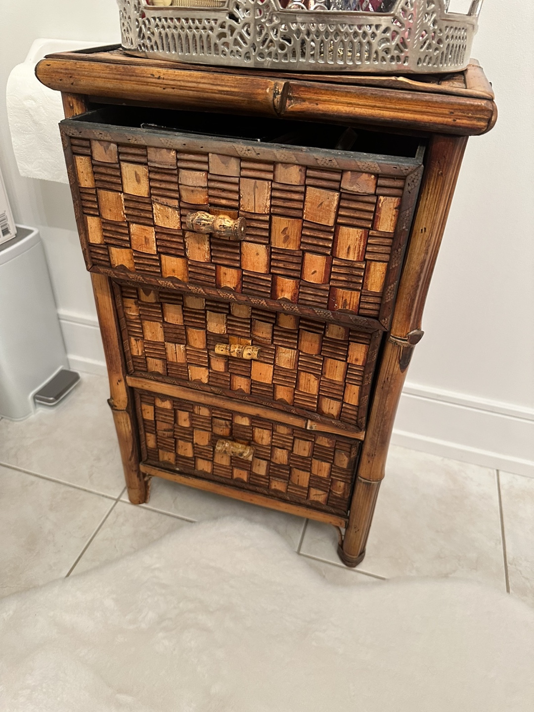 Vintage Bamboo Three-Drawer Chest - photo 4