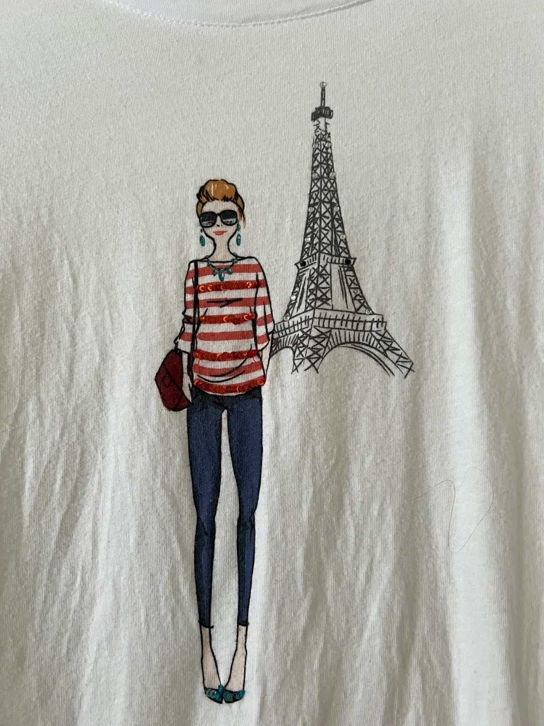 LOFT White Long Sleeve Paris Eiffel Tower Graphic Tee 🏈 image indicator(4)