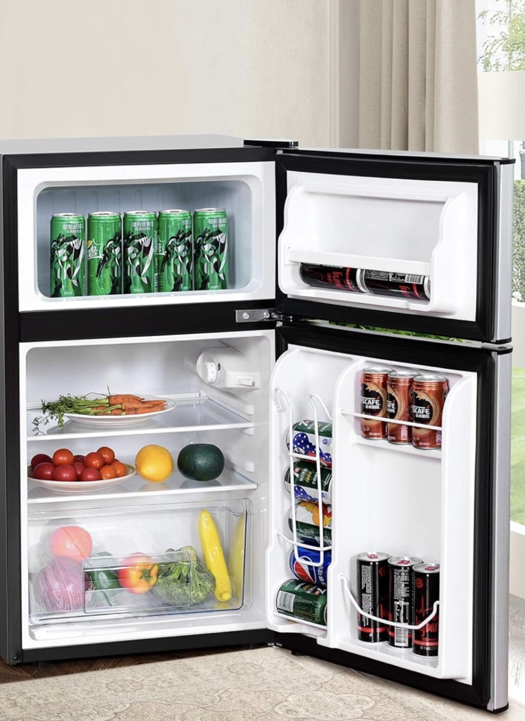 Costway Mini Fridge - 3.2 Cu. Ft. Refrigerator with Freezer - photo 5