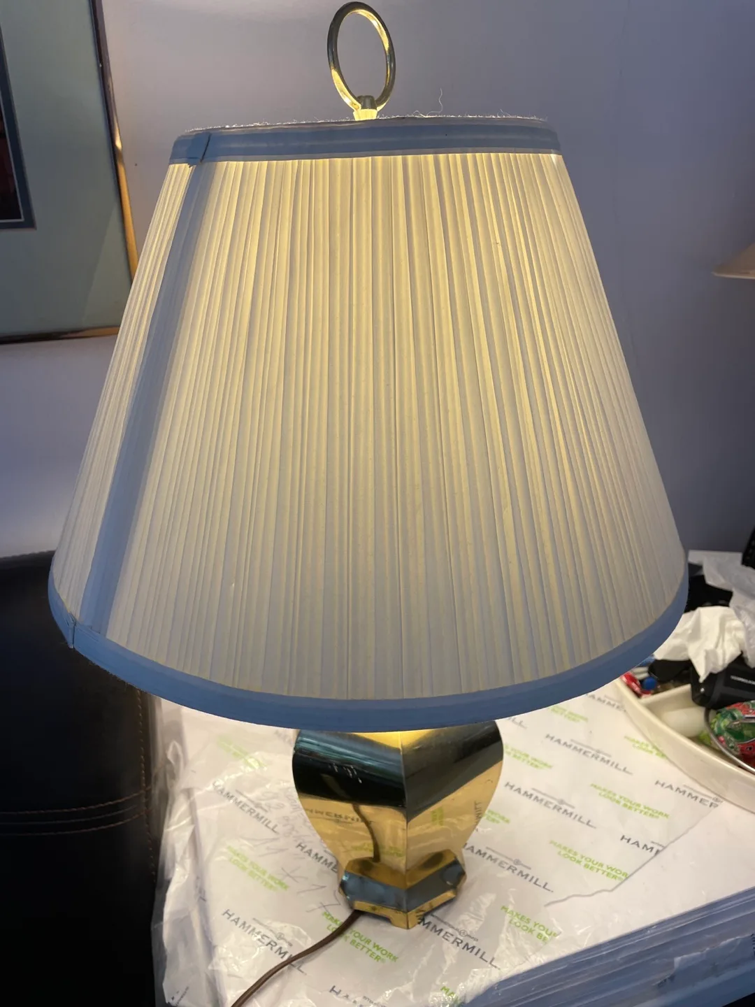 Brass Table Lamp with Pleated Shade image indicator(3)