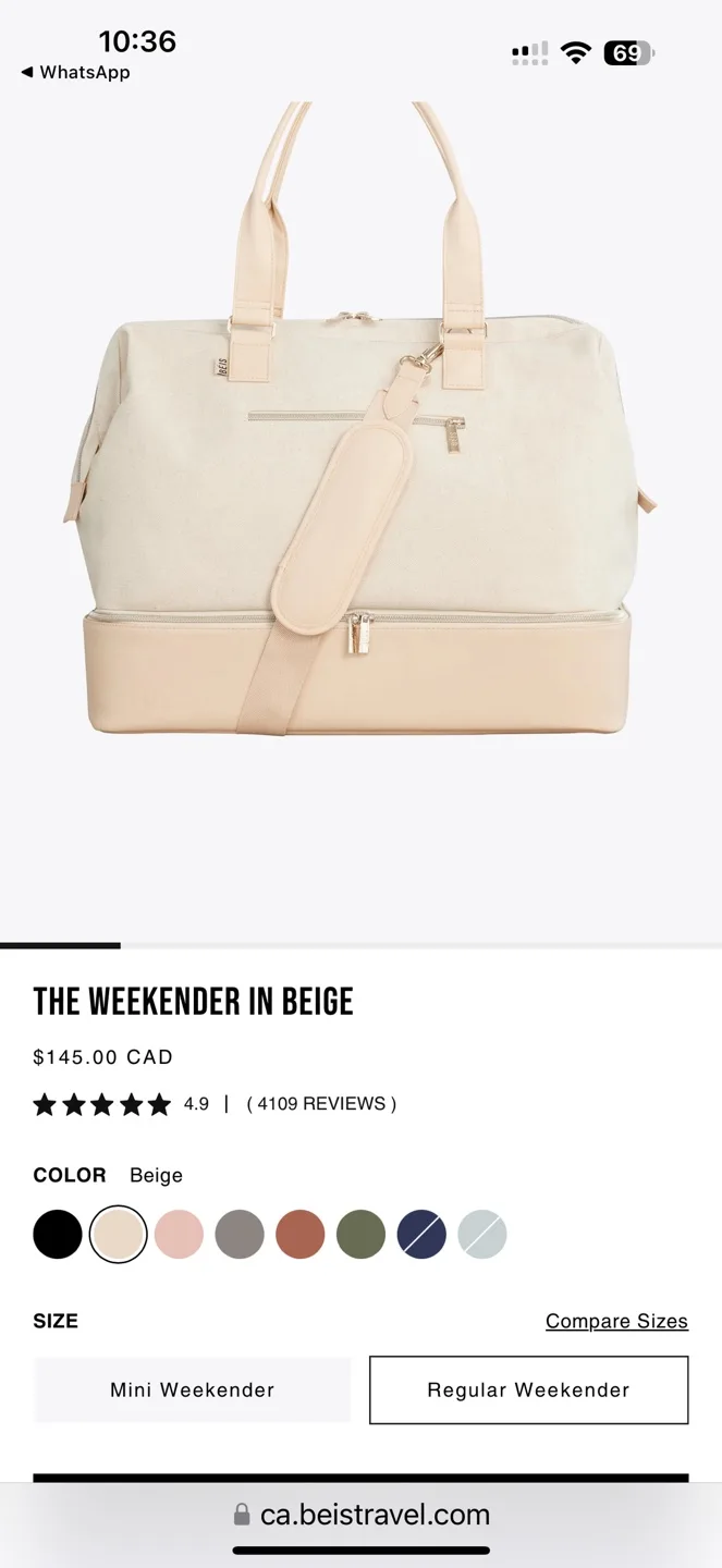 Béis Weekender Carry-on Travel Bag 🏈 (Brand-new) image indicator(10)