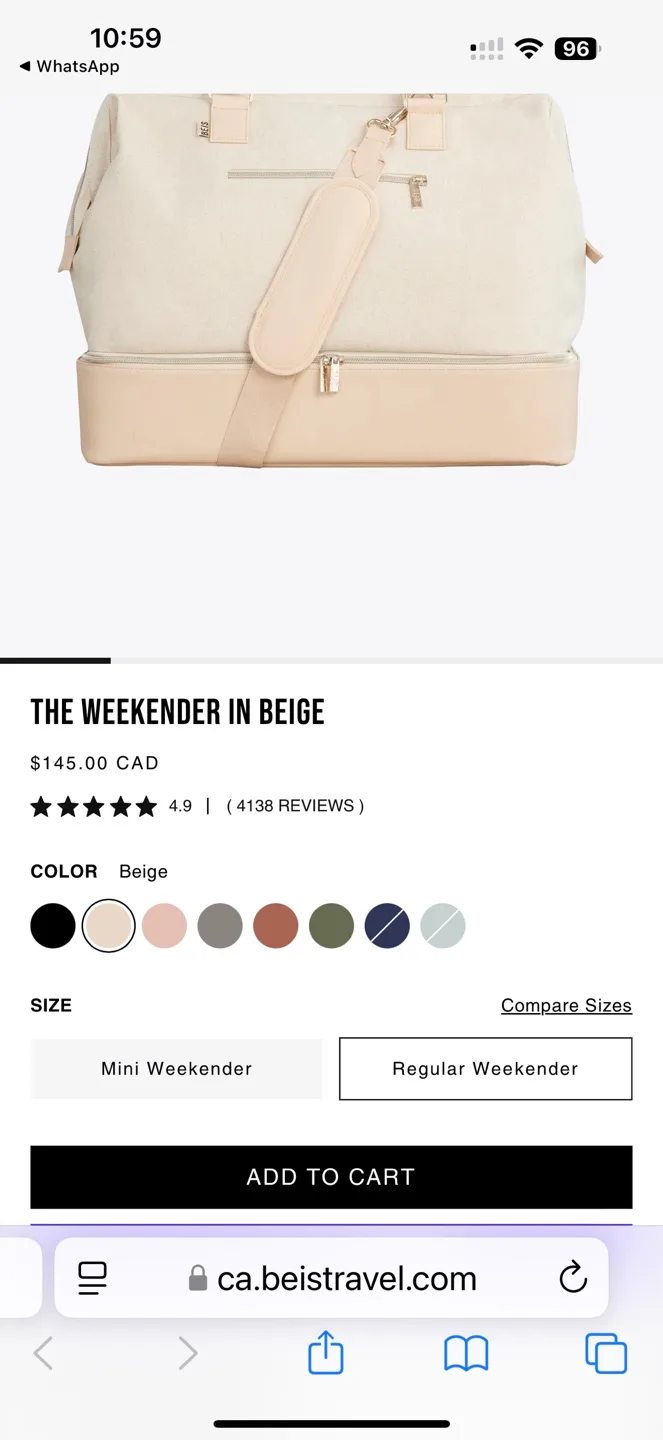 Béis Weekender Carry-on Travel Bag 🏈 (Brand-new) image indicator(9)