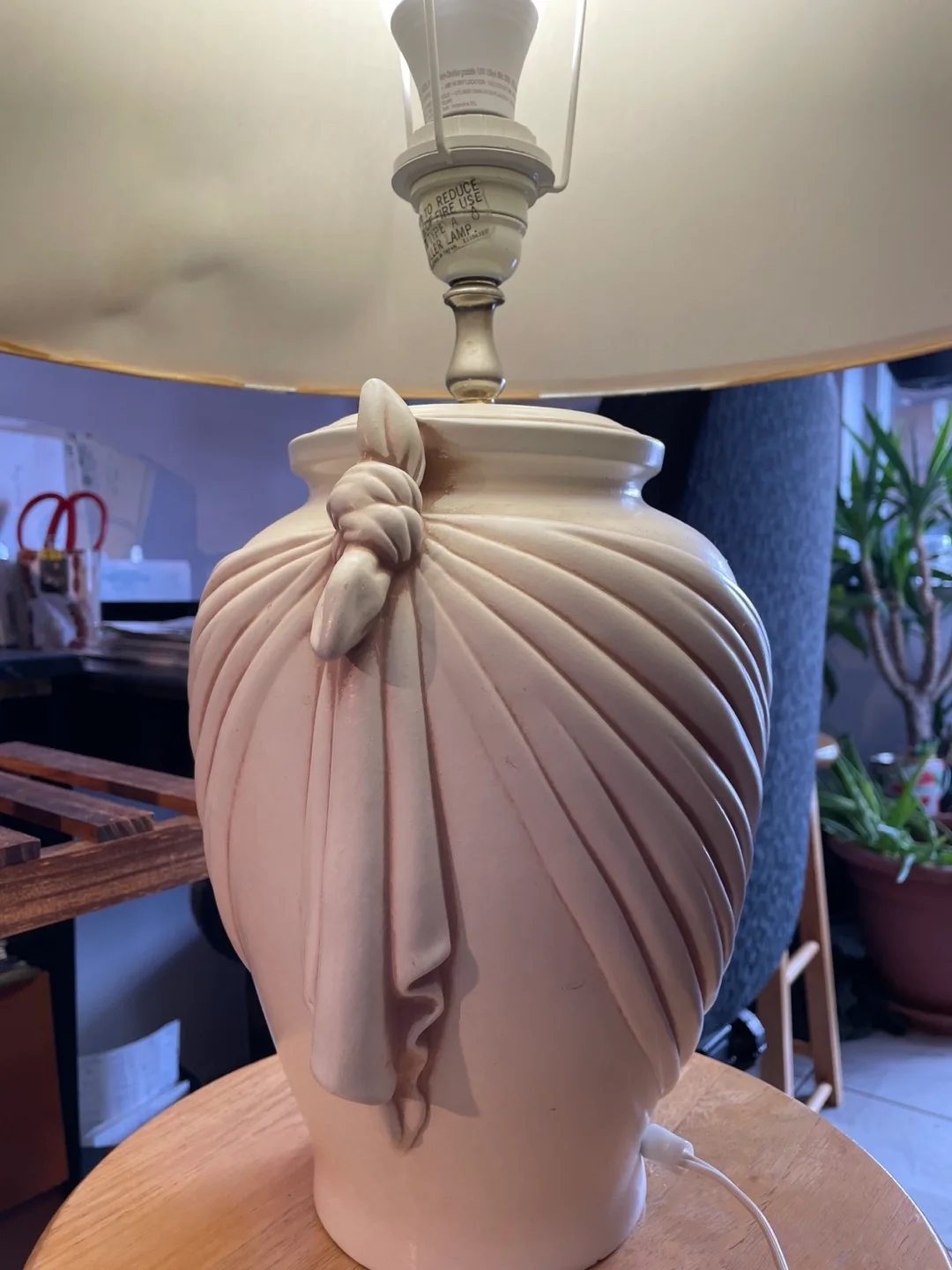 Elegant Table Lamp with Draped Design image indicator(2)