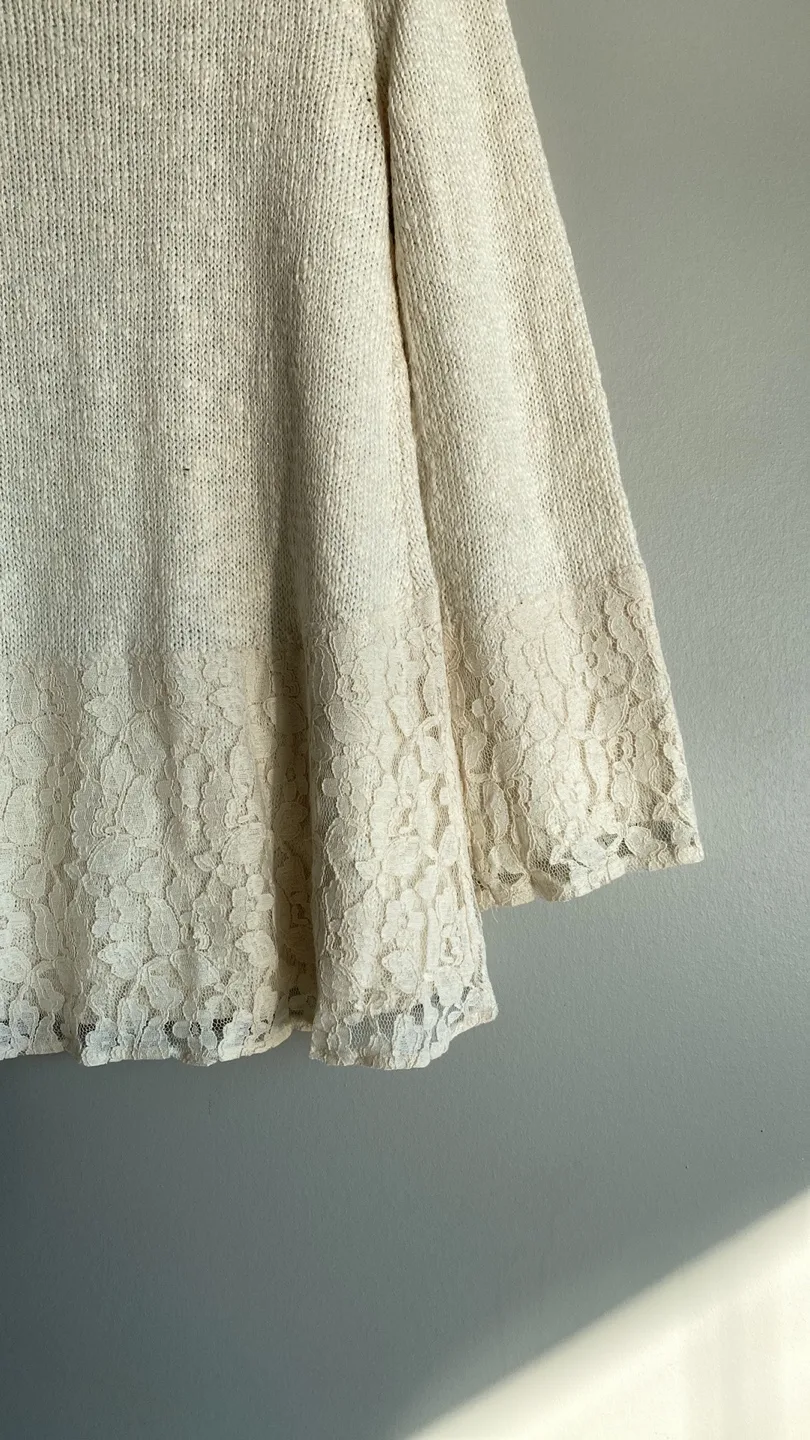 Cream Knit Sweater with Lace Detail🏈 image indicator(4)