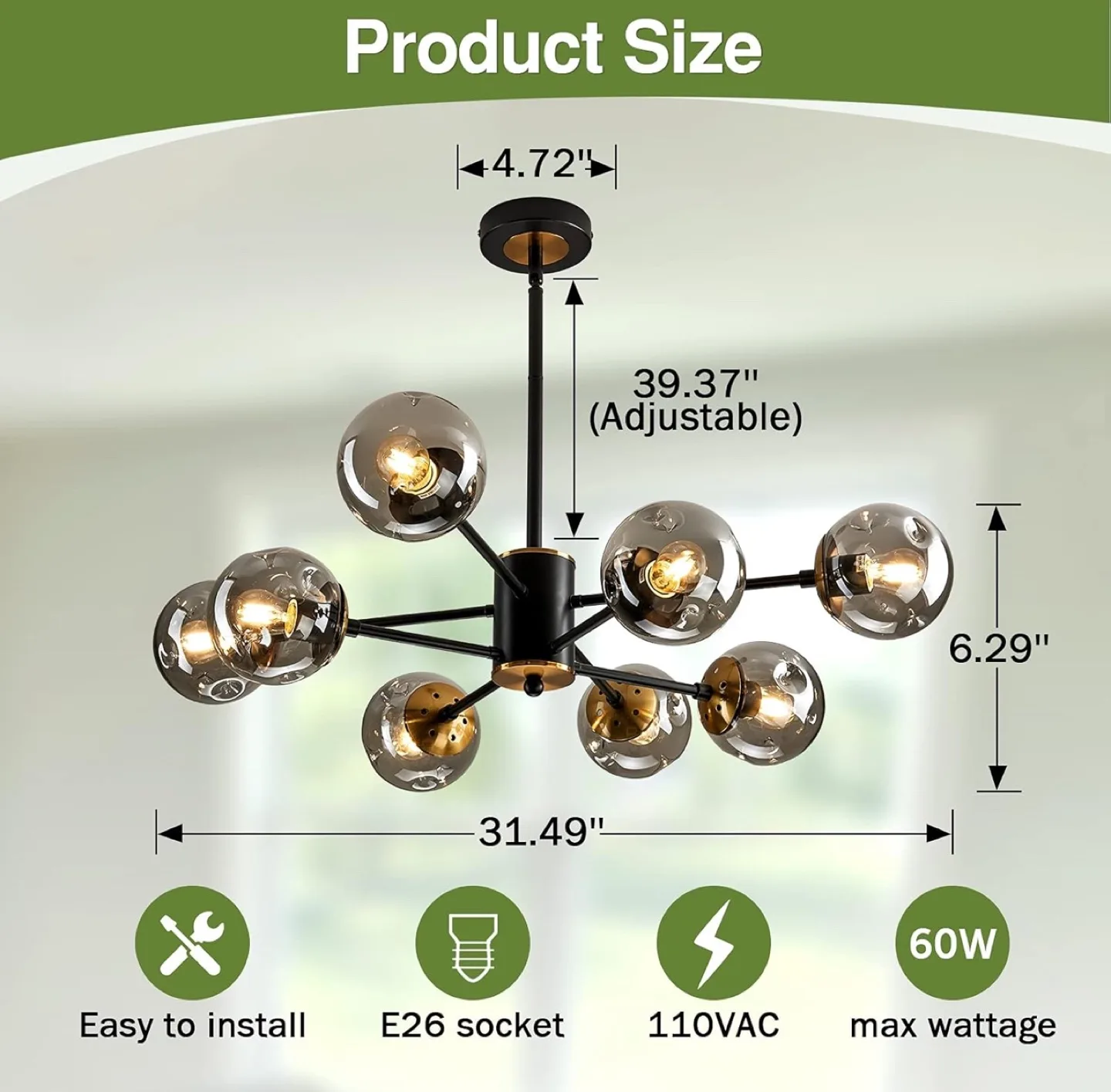 Modern 6-Light Sputnik Chandelier image indicator(2)