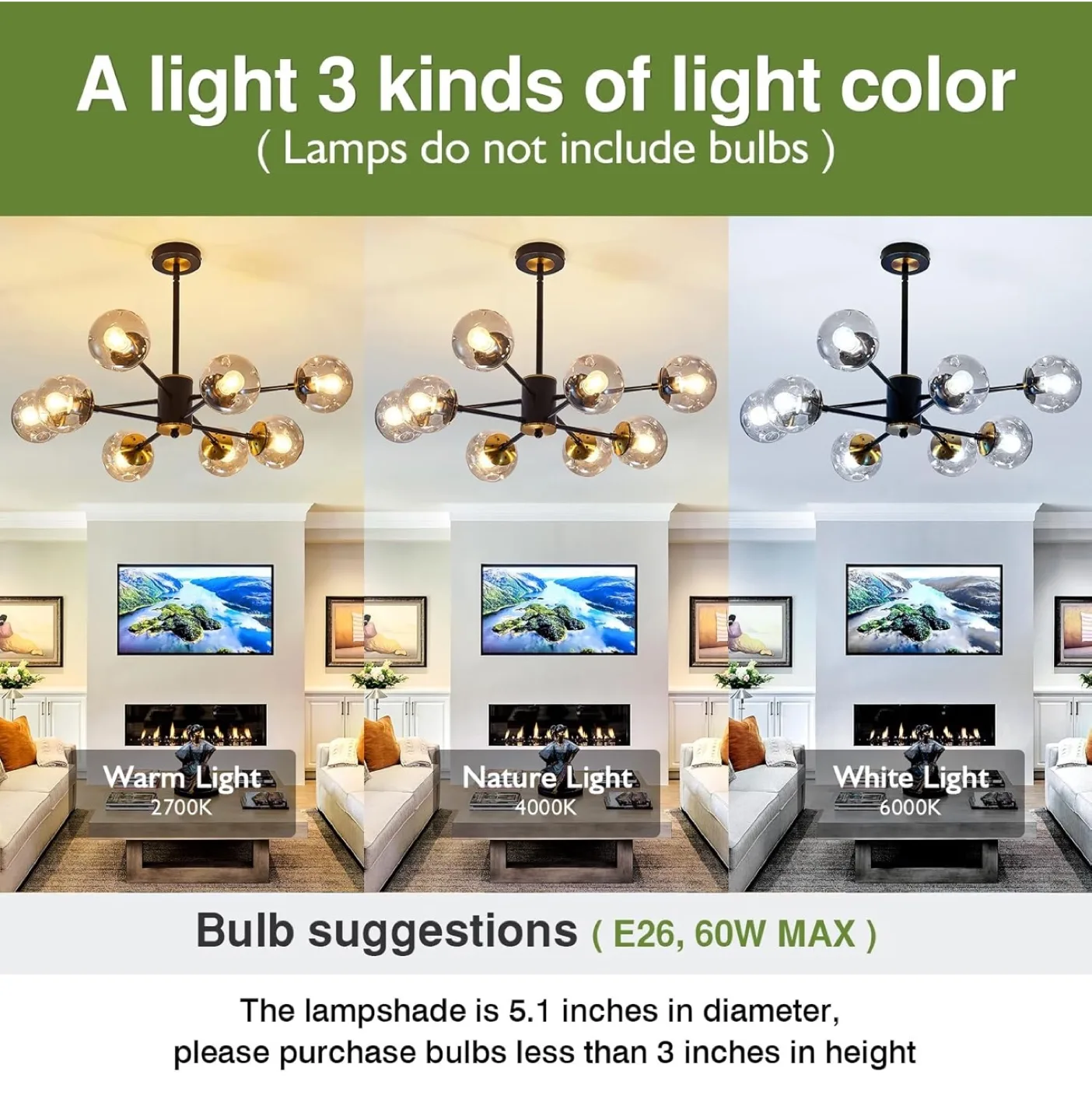 Modern 6-Light Sputnik Chandelier image indicator(4)