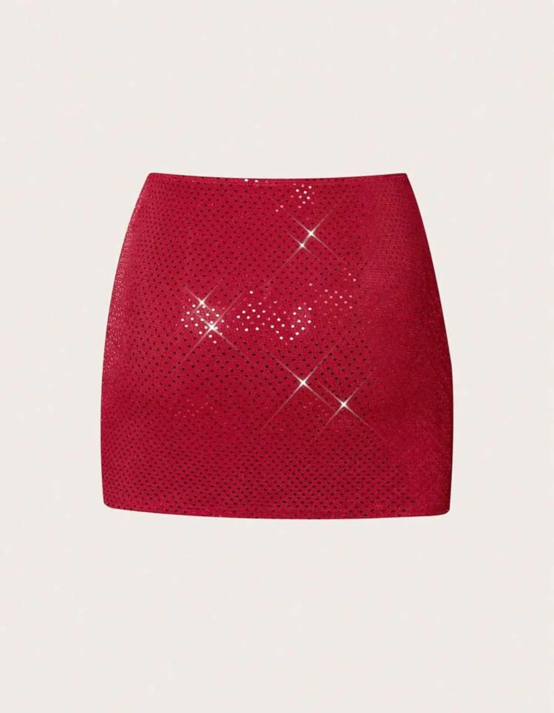 Red Sequin Mini Skirt with Side Slit 🏈 image indicator(2)