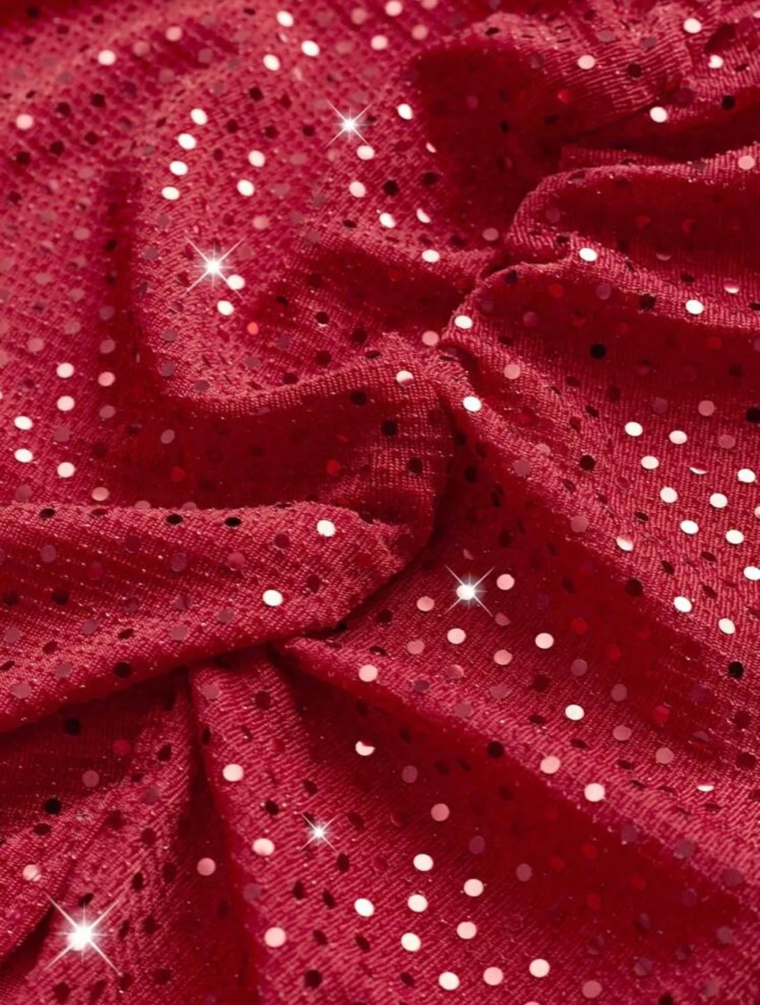 Red Sequin Mini Skirt with Side Slit 🏈 image indicator(4)