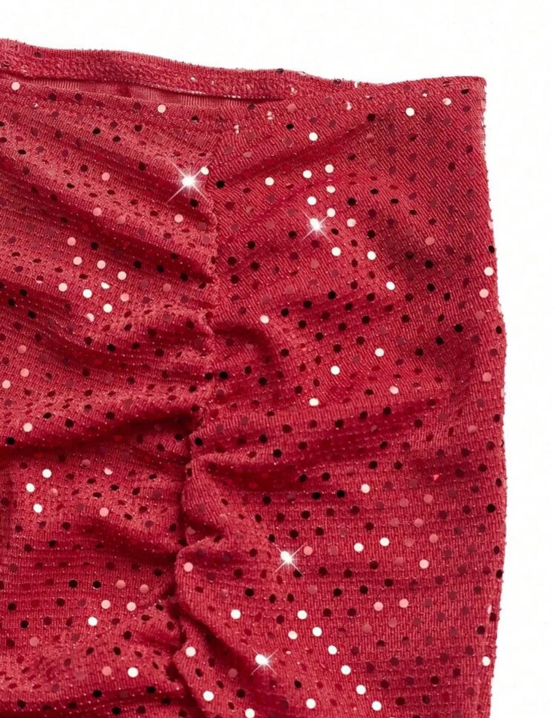 Red Sequin Mini Skirt with Side Slit 🏈 image indicator(3)