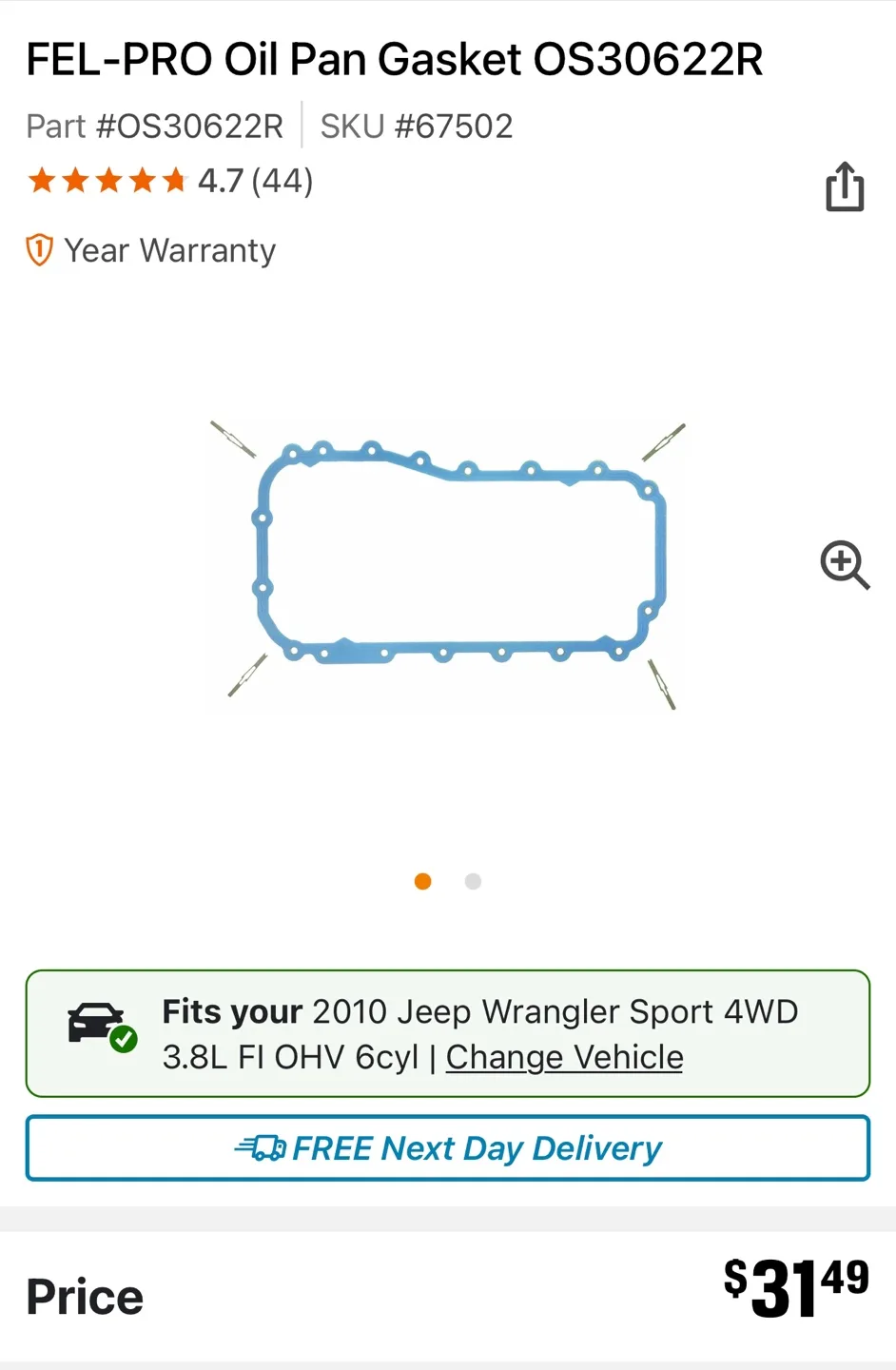 🏈 Fel-Pro OS 30622R Engine Oil Pan Gasket Set image indicator(3)
