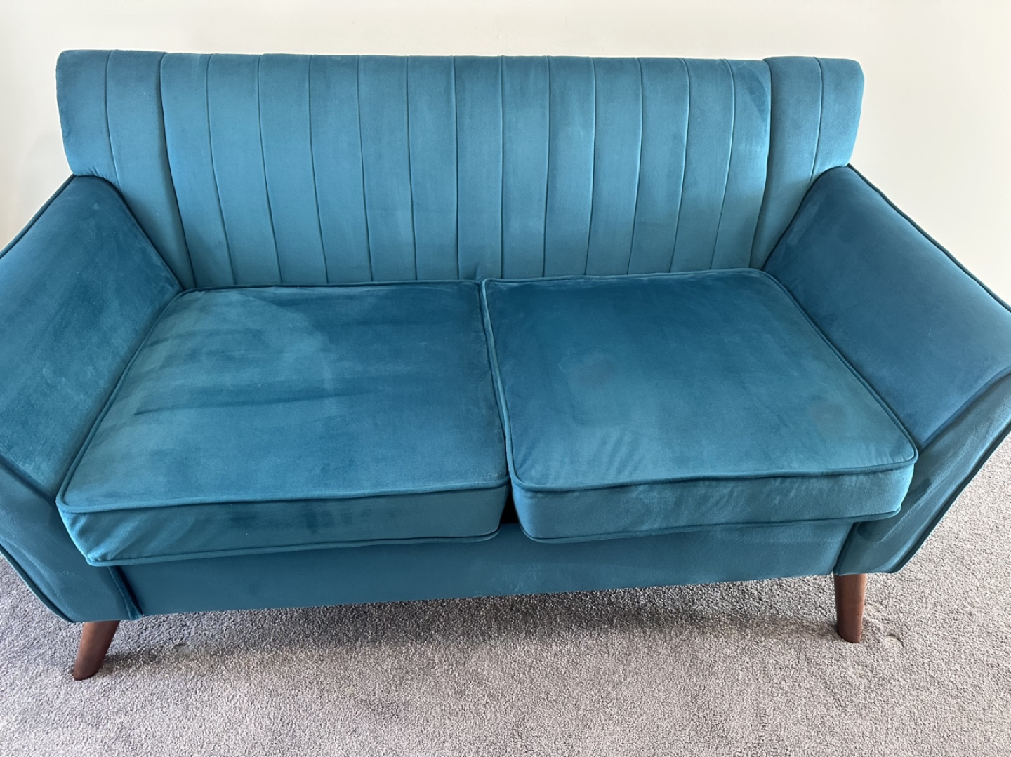 Teal Velvet Two-Seater Sofa - photo 4