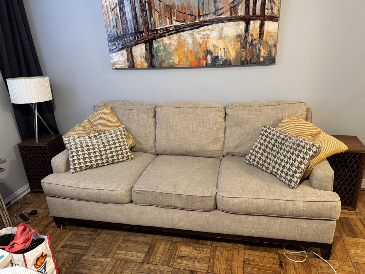 Beige Three-Seater Sofa