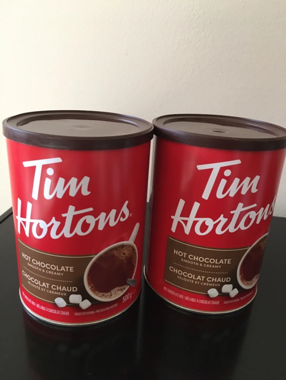Two cans of Tim Hortons Hot Chocolate thumbnail
