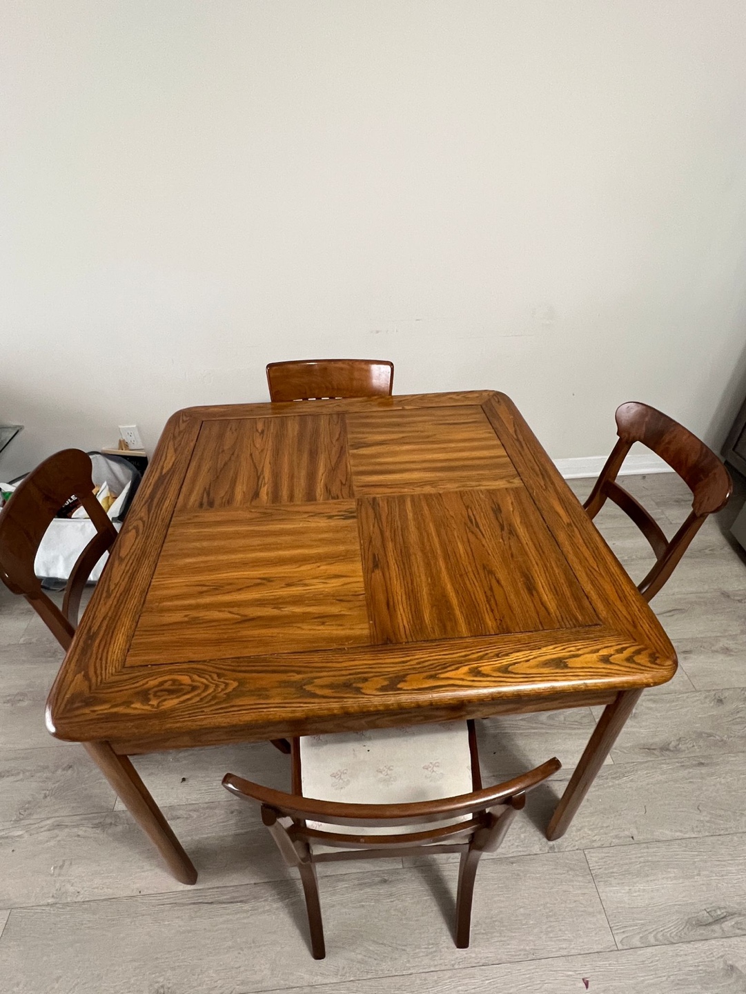 Four Wooden Dining Chairs and Table Set