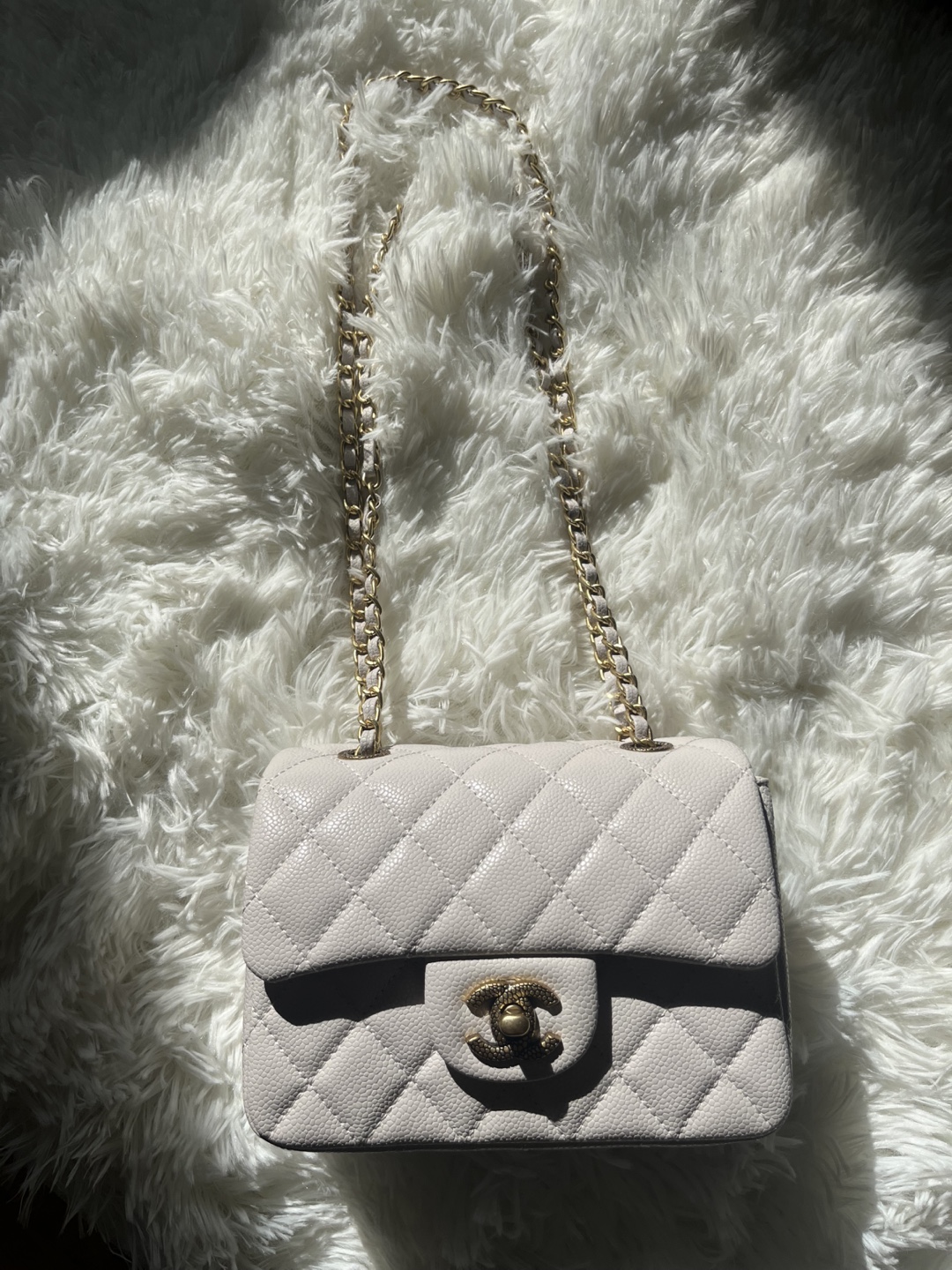 CC LogoMini Flap Bag - Off-White