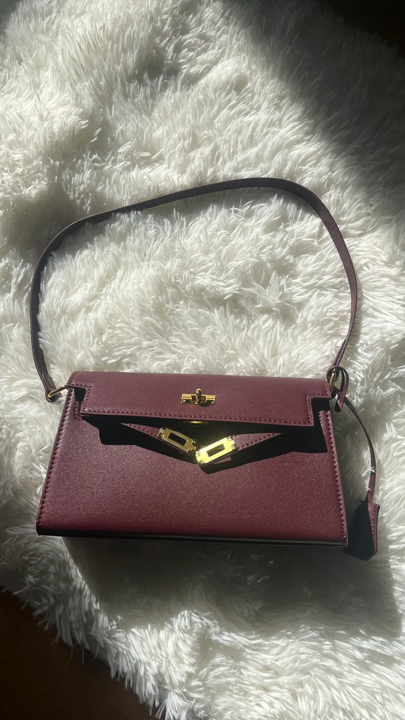 Burgundy Kelly Bag Inspired Handbag thumbnail