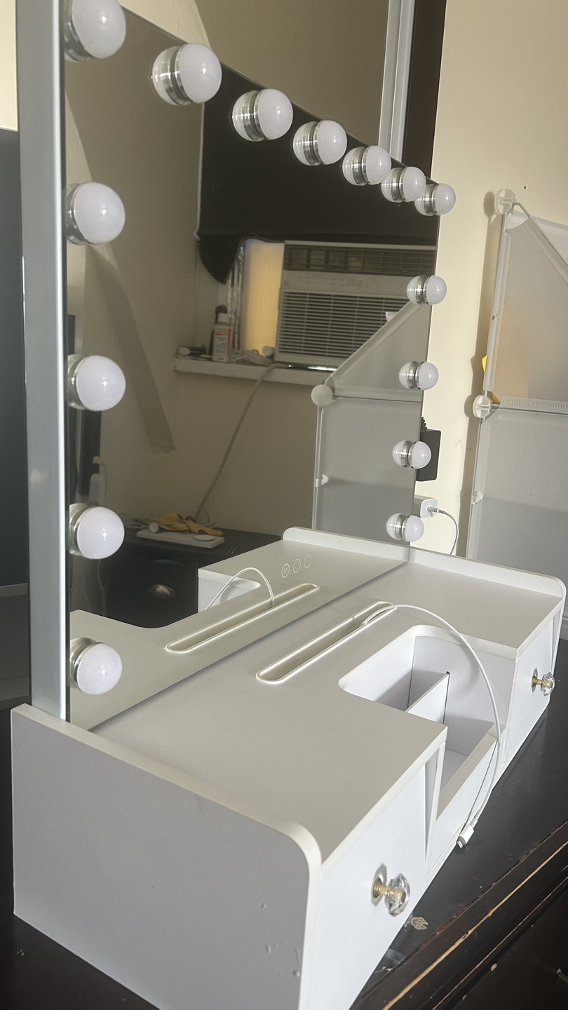 Hollywood Vanity Mirror with LED Lights and Drawers