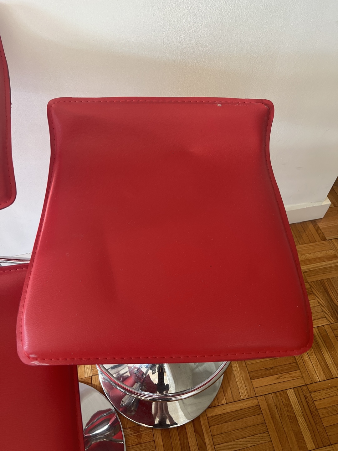 Set of Four Red Bar Stools - photo 4