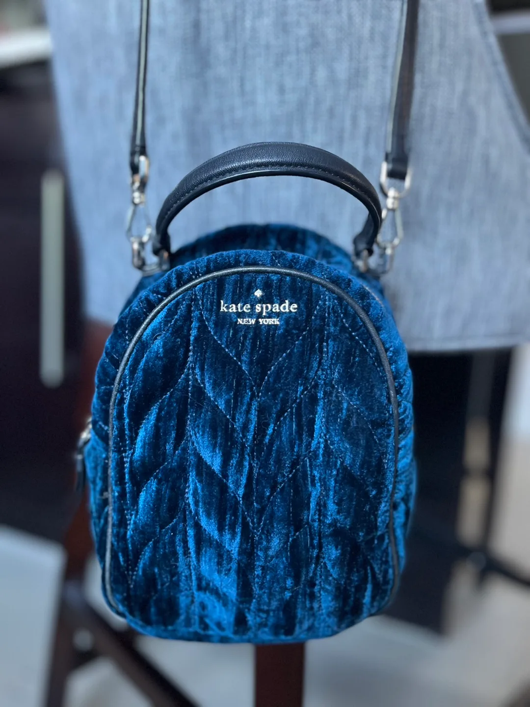 Kate Spade New York Quilted Velvet Mini Backpack thumbnail