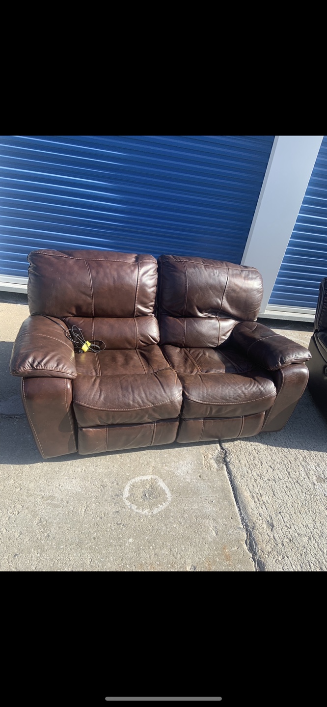 Brown Leather Reclining Loveseat and Sofa Set - photo 4