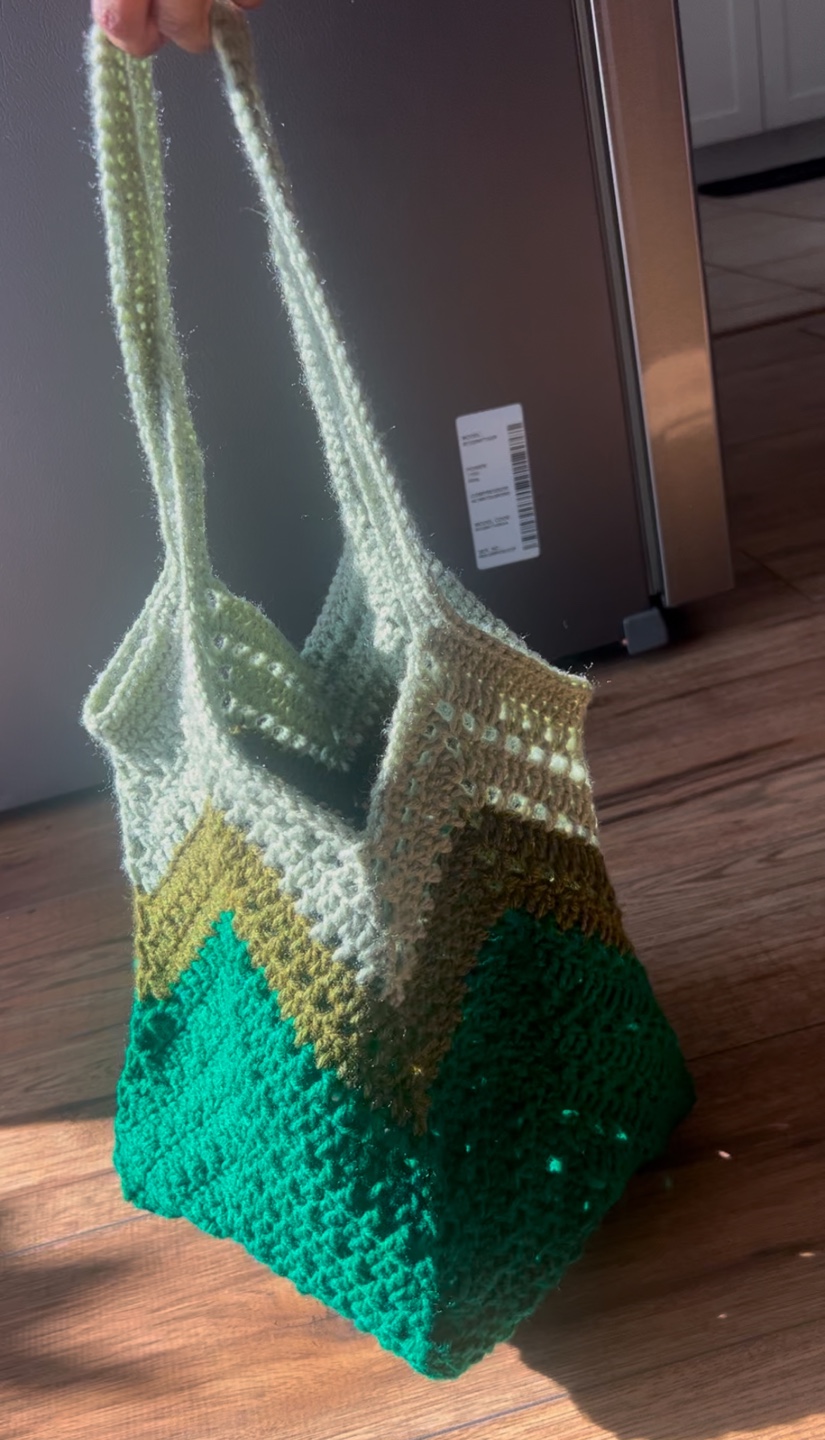 Hand-Crocheted Green Tote Bag