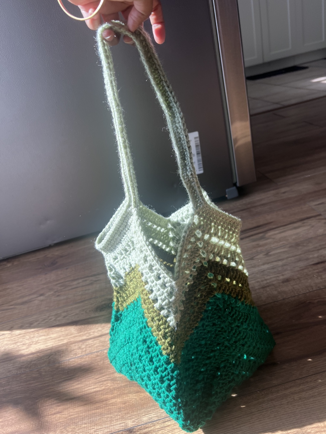 Hand-Crocheted Green Tote Bag - photo 3