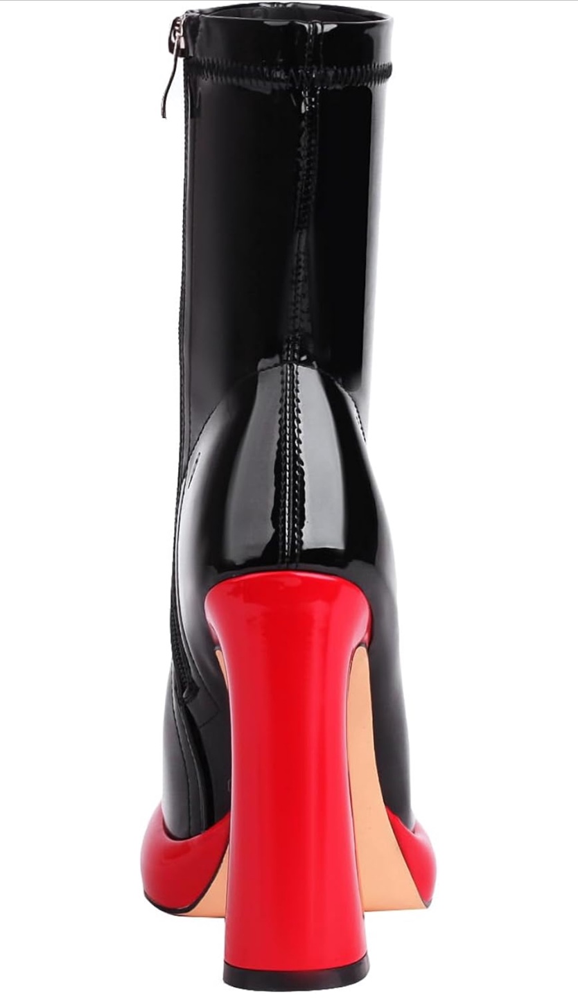 Black and Red Patent Leather Ankle Boots 🏈 - photo 4