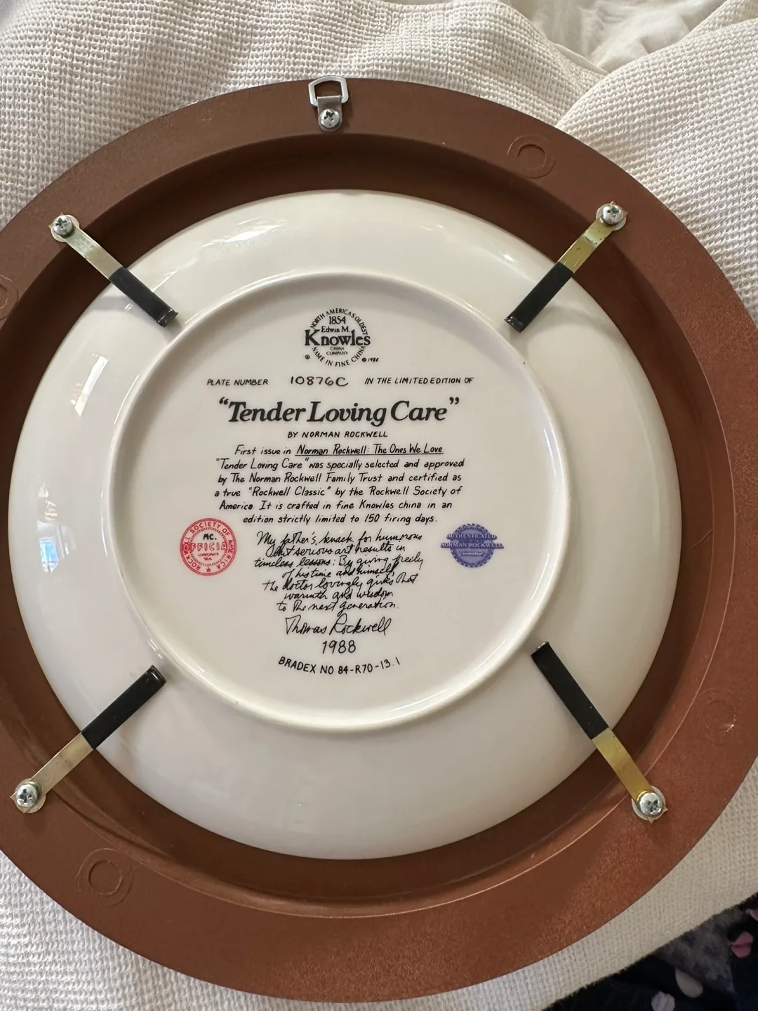 Norman Rockwell Tender Loving Care Collector Plate image indicator(2)