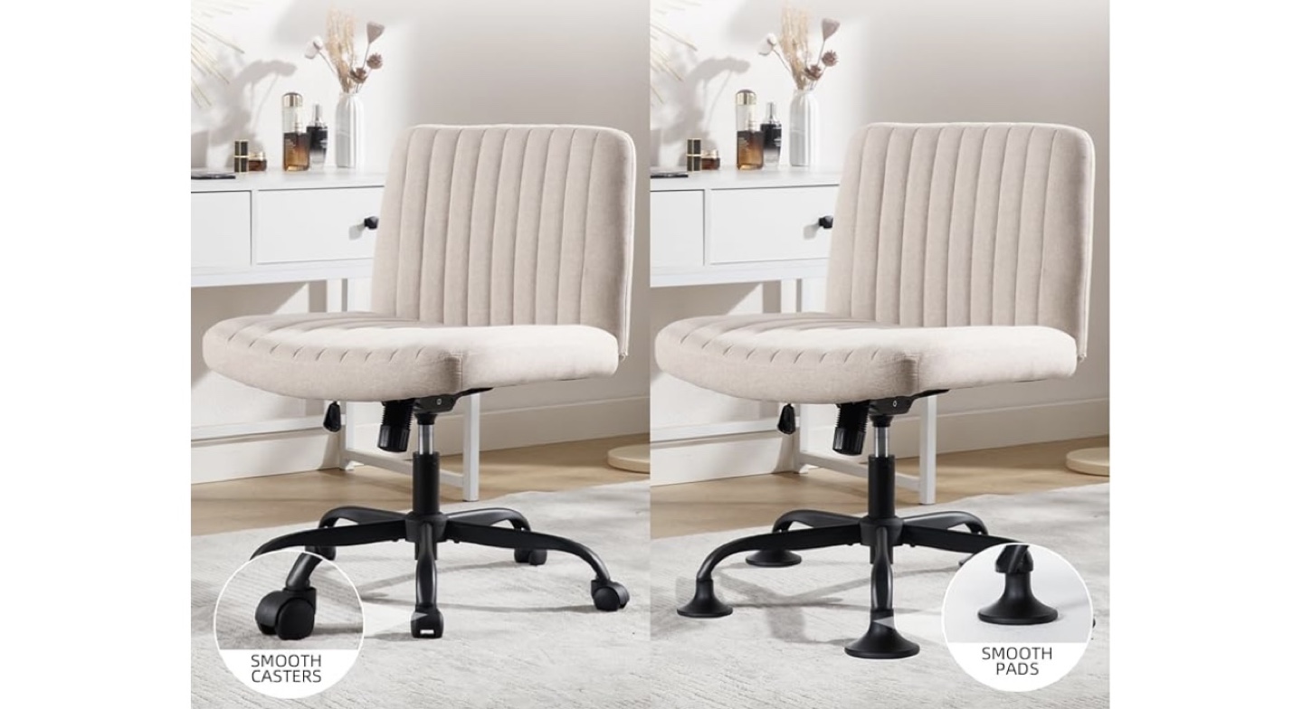 Beige Fabric Swivel Office Chair - photo 2