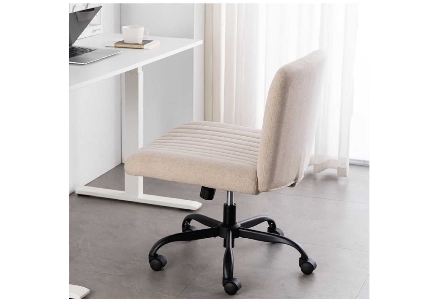 Beige Fabric Swivel Office Chair - photo 5