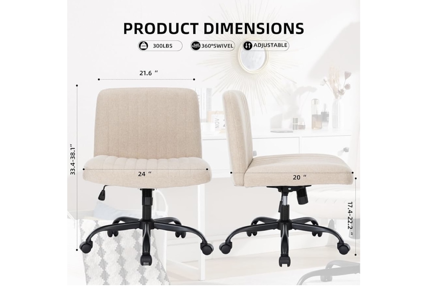 Beige Fabric Swivel Office Chair - photo 4