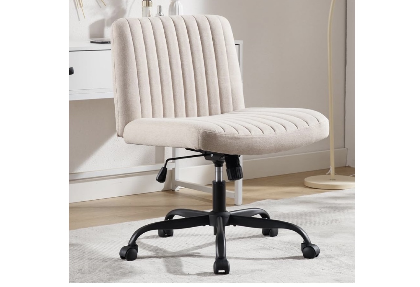 Beige Fabric Swivel Office Chair - photo 3