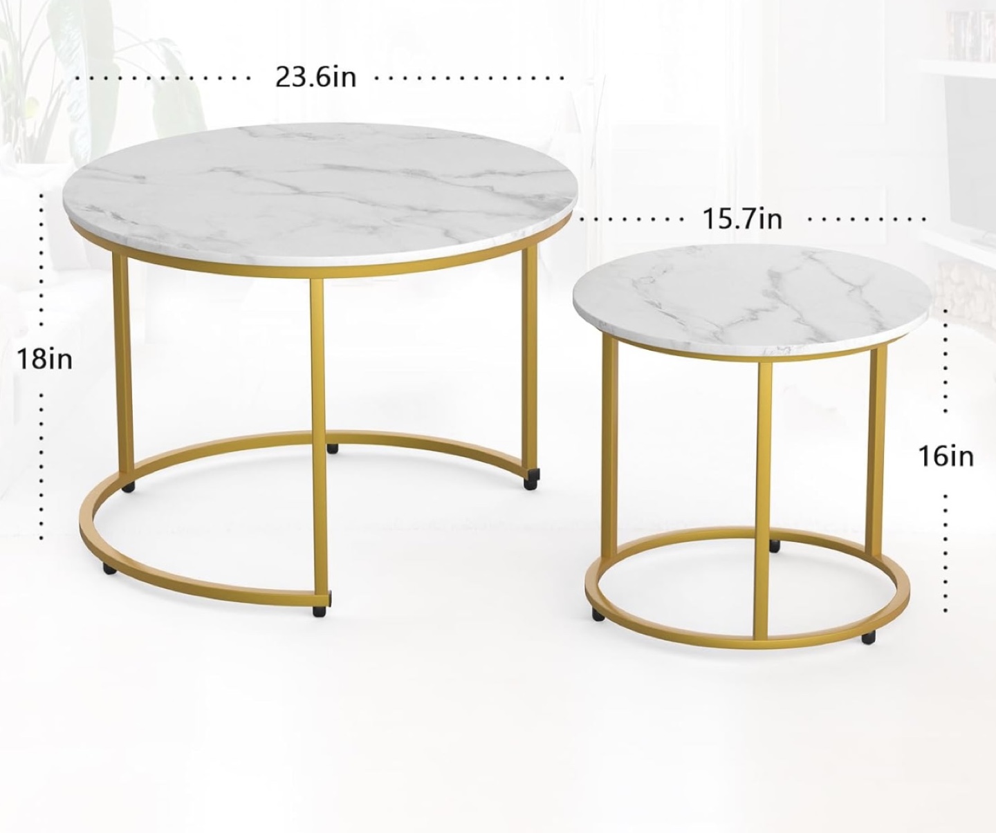 Nest of Tables - Marble Top and Gold Frame - photo 2