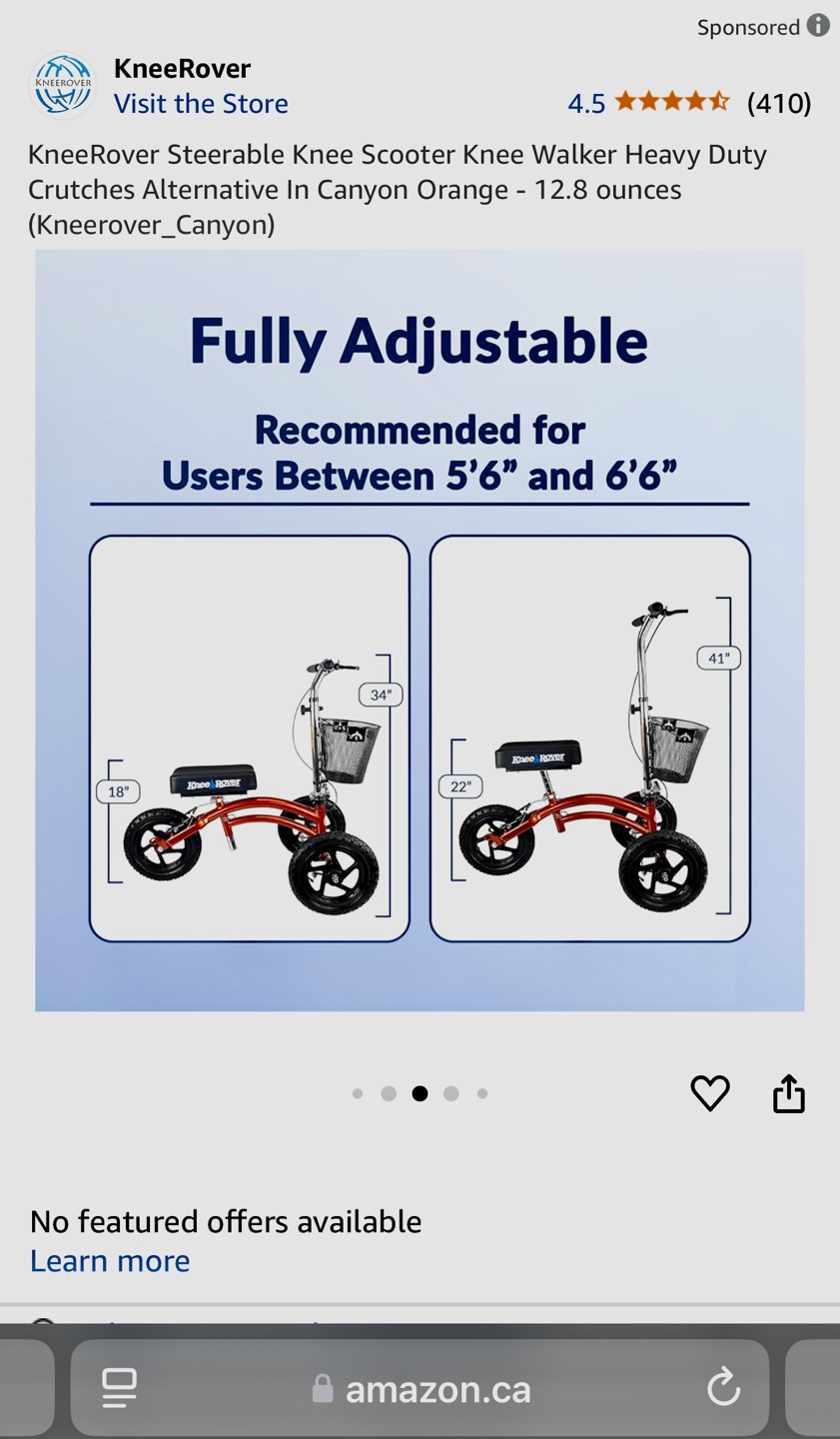 KneeRover Steerable Knee Scooter - Canyon Orange - photo 4