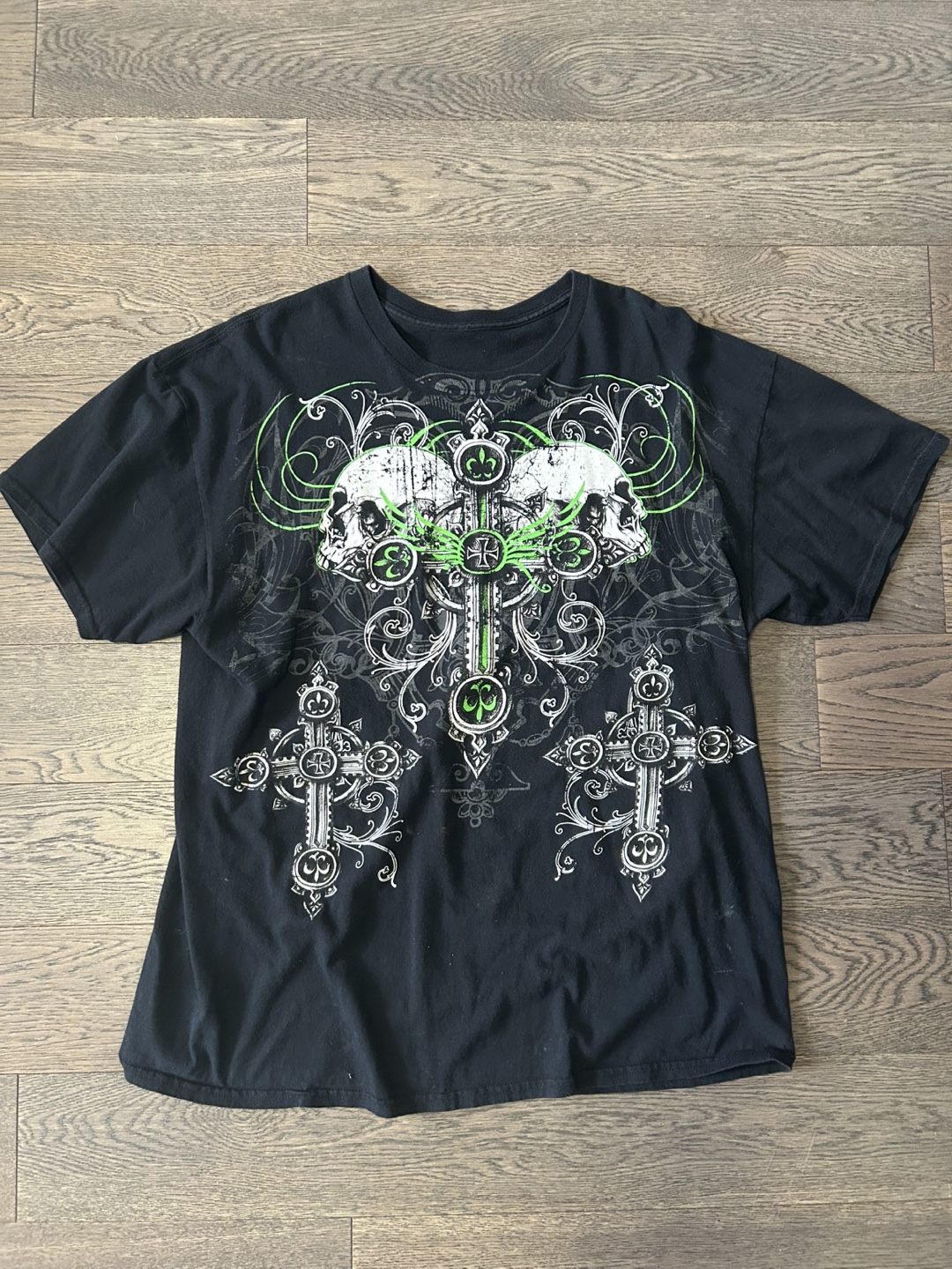 Black Graphic Skull Cross T-Shirt