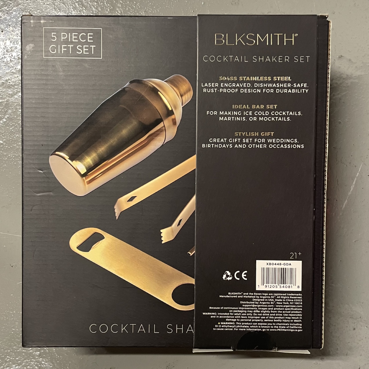 BLKSMITH 5-Piece Cocktail Shaker Set - Gold - photo 2