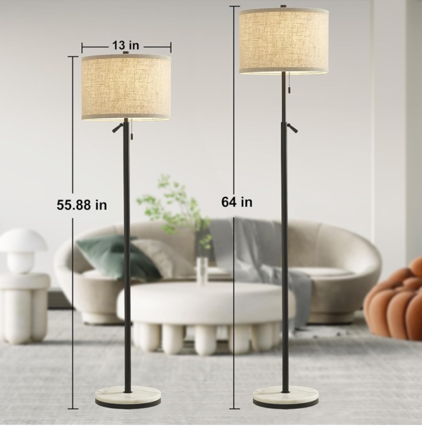 GyroVu Black Floor Lamp, Adjustable Height, Marble Base - photo 3