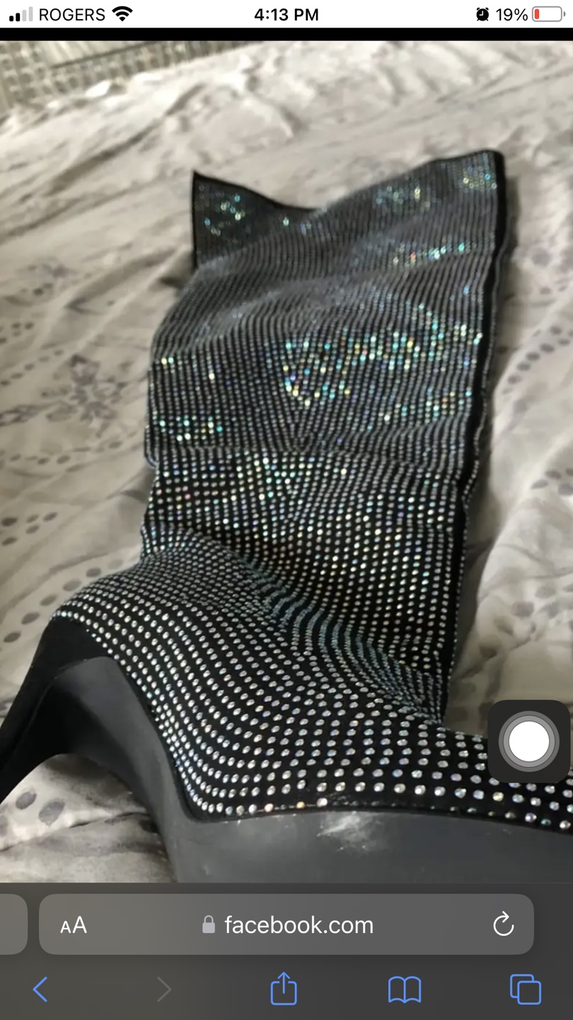 Rhinestone embellished thigh-high boots - photo 3