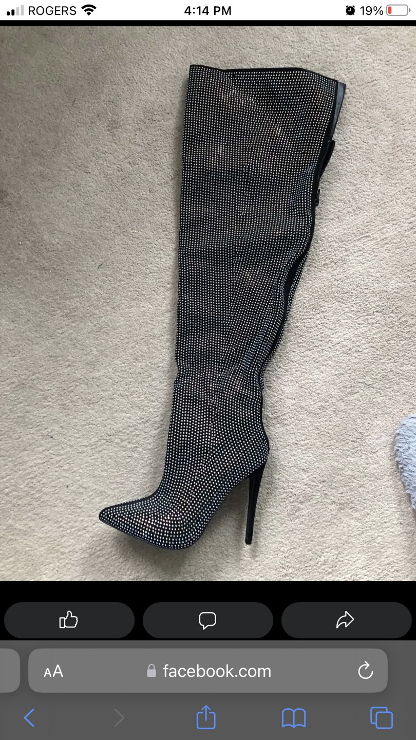 Rhinestone embellished thigh-high boots - photo 2