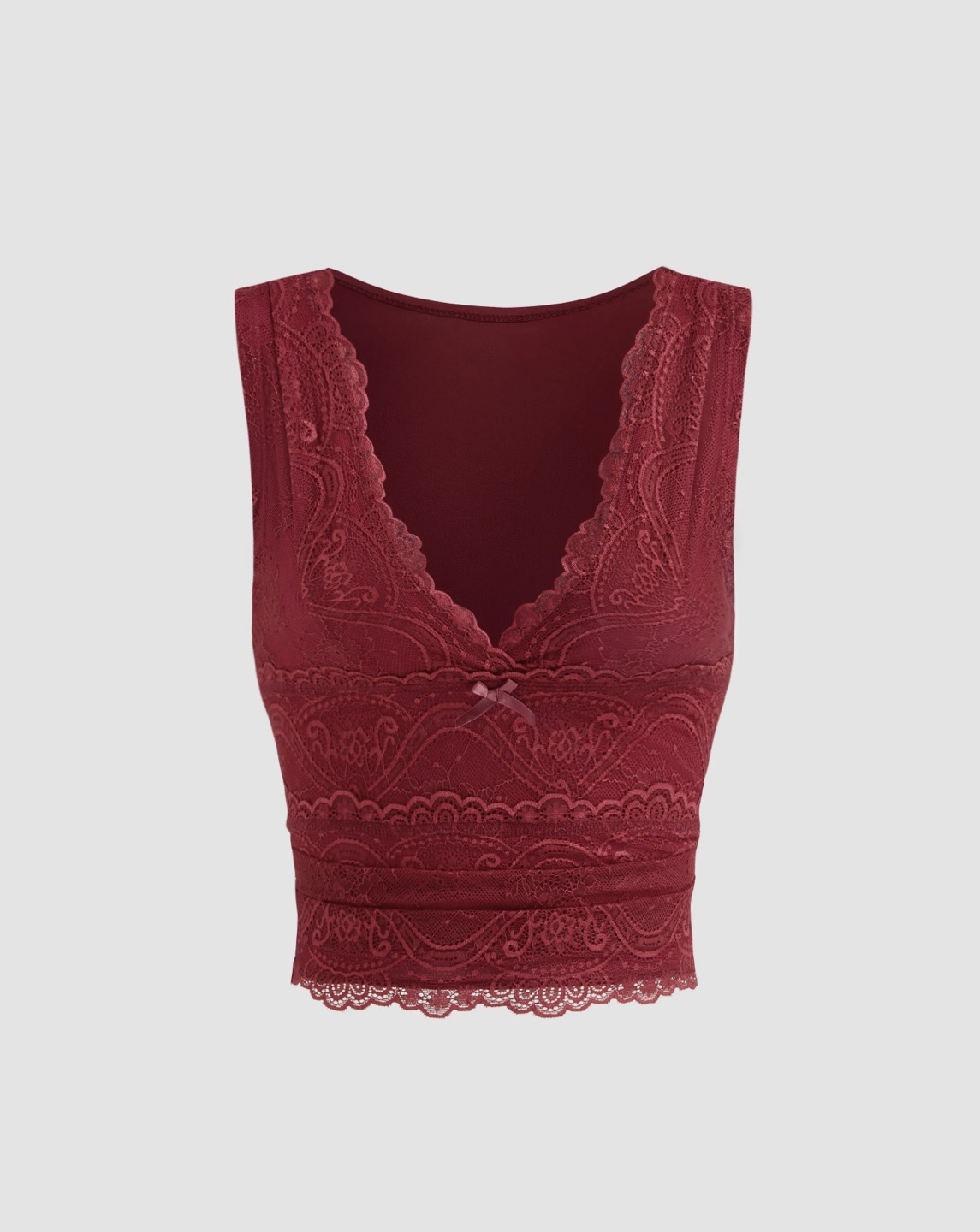 Burgundy Lace Crop Top