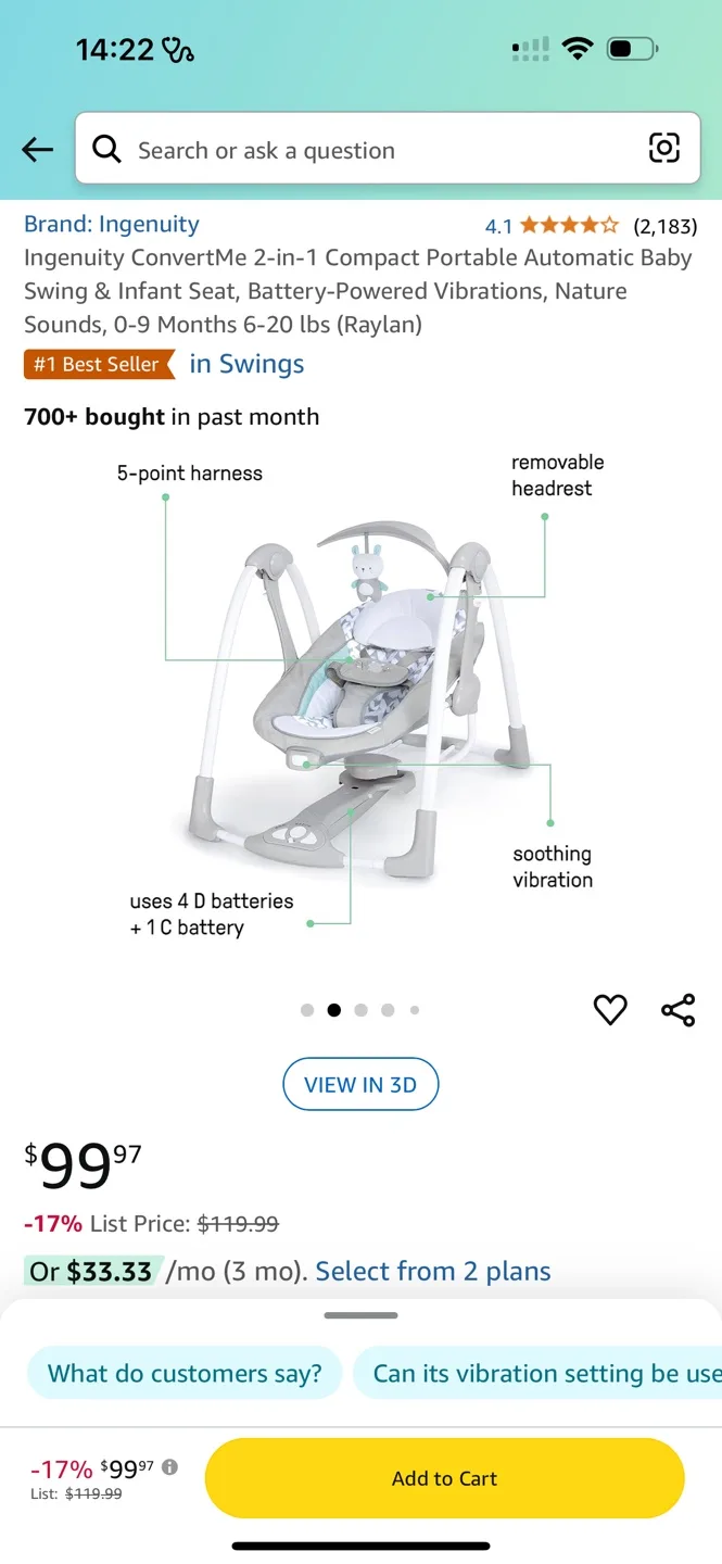 Ingenuity ConvertMe 2-in-1 Baby Swing image indicator(3)