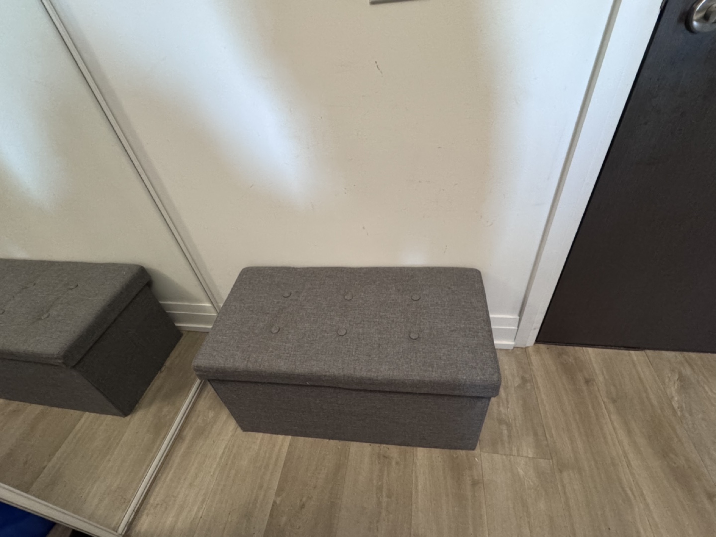 Grey Fabric Storage Ottoman Bench - photo 2