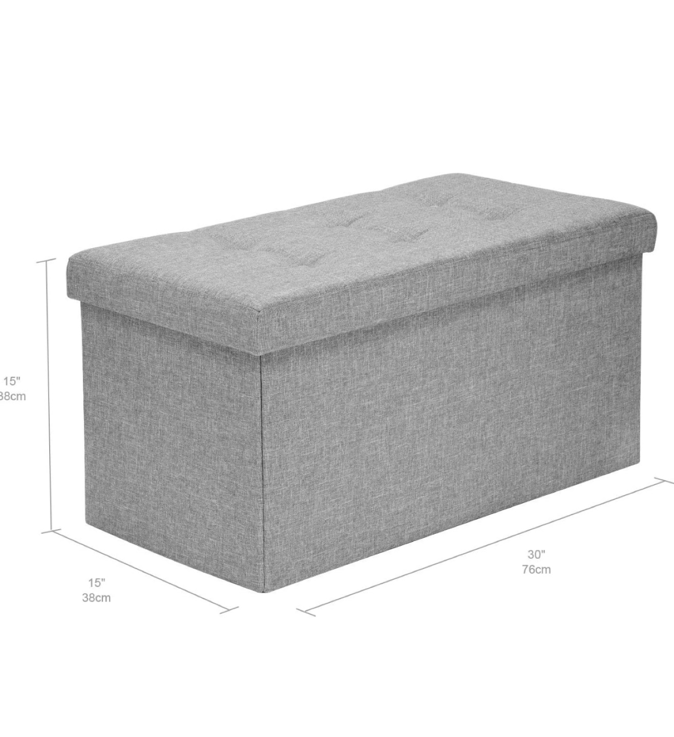 Grey Fabric Storage Ottoman Bench