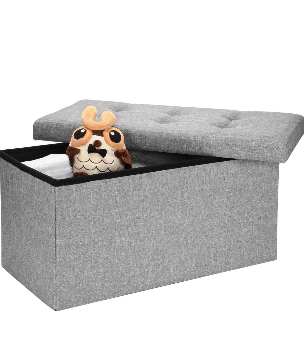 Grey Fabric Storage Ottoman Bench - photo 3