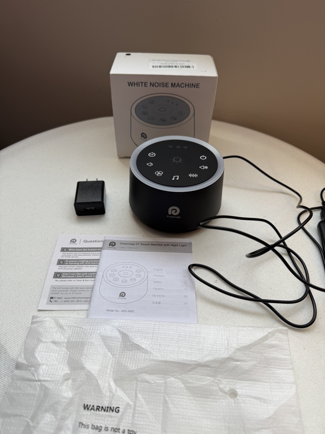 Dreamegg Sound Machine with Night Light - Black