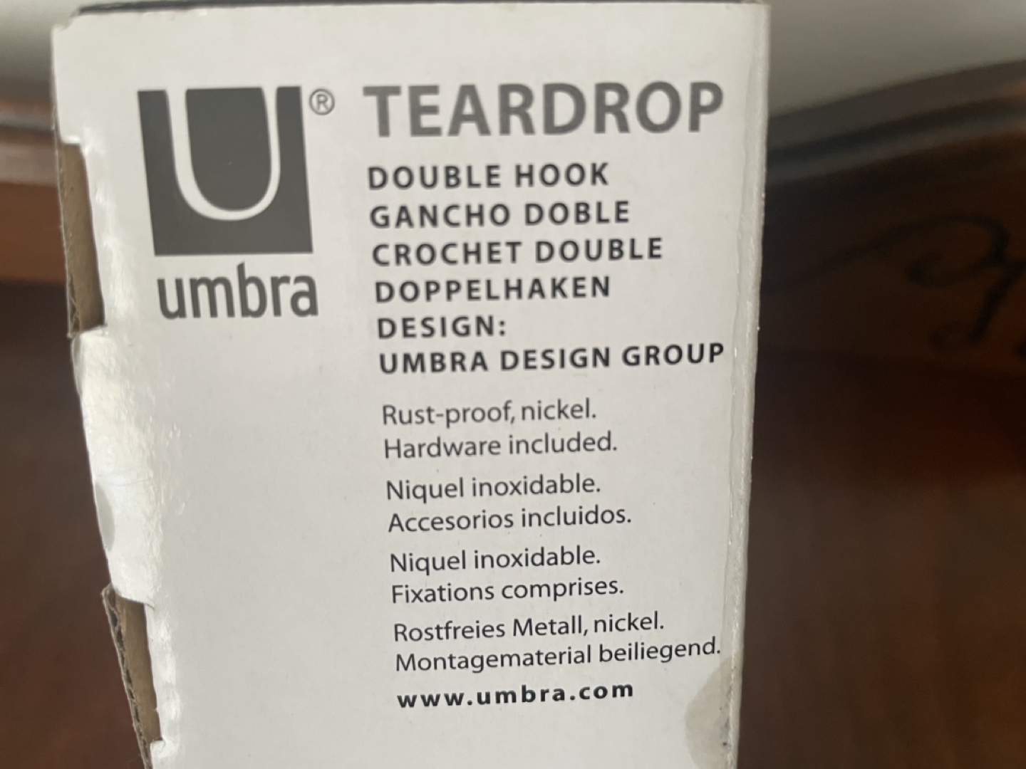 New In Box Umbra Teardrop Double Hook - Nickel - photo 3