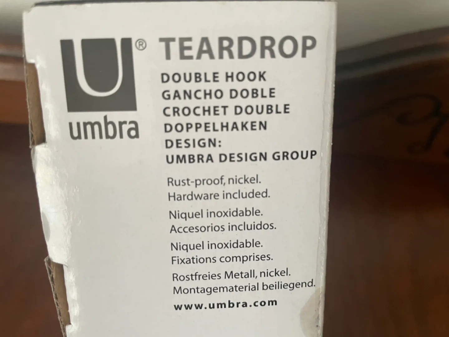 New In Box Umbra Teardrop Double Hook - Nickel image indicator(3)