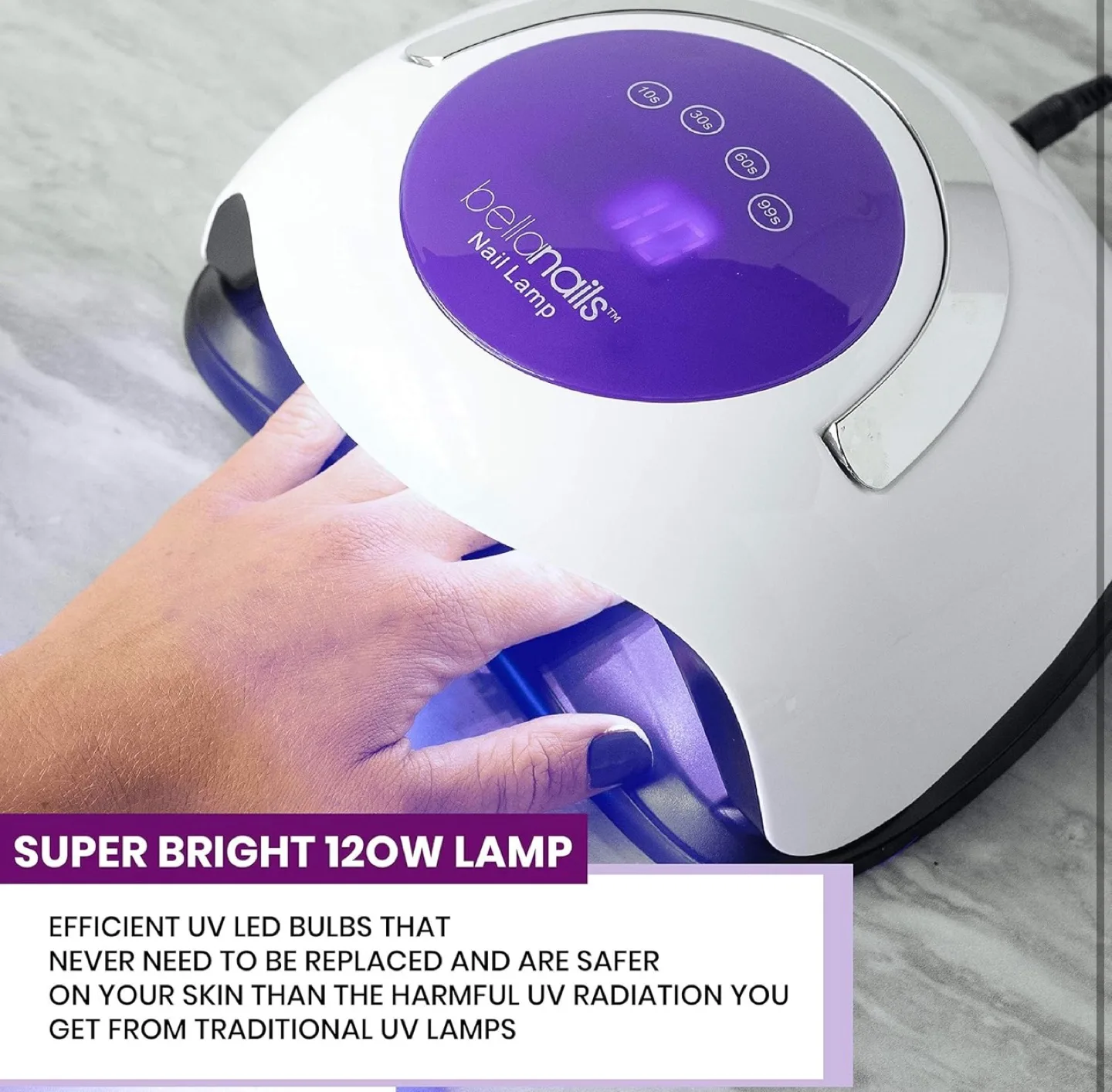 BellanAILS 120W LED Nail Lamp - Portable Manicure Dryer image indicator(3)