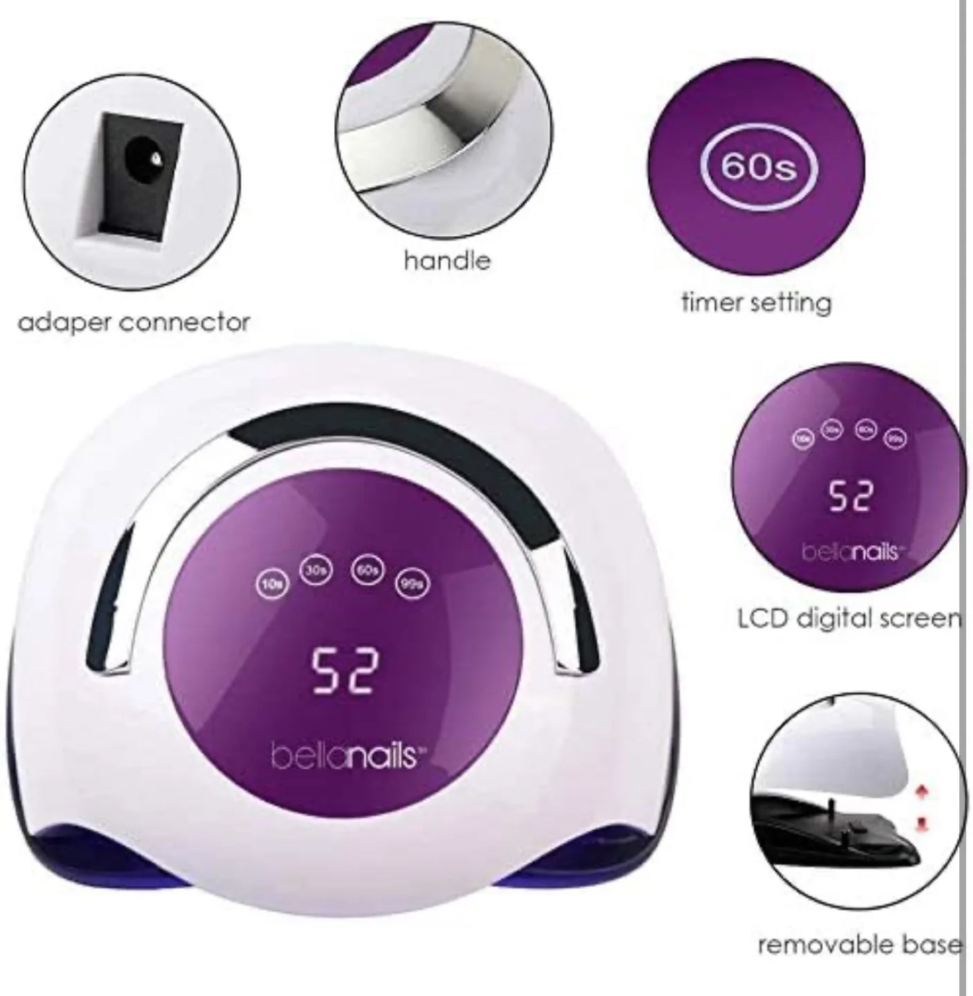 BellanAILS 120W LED Nail Lamp - Portable Manicure Dryer image indicator(8)