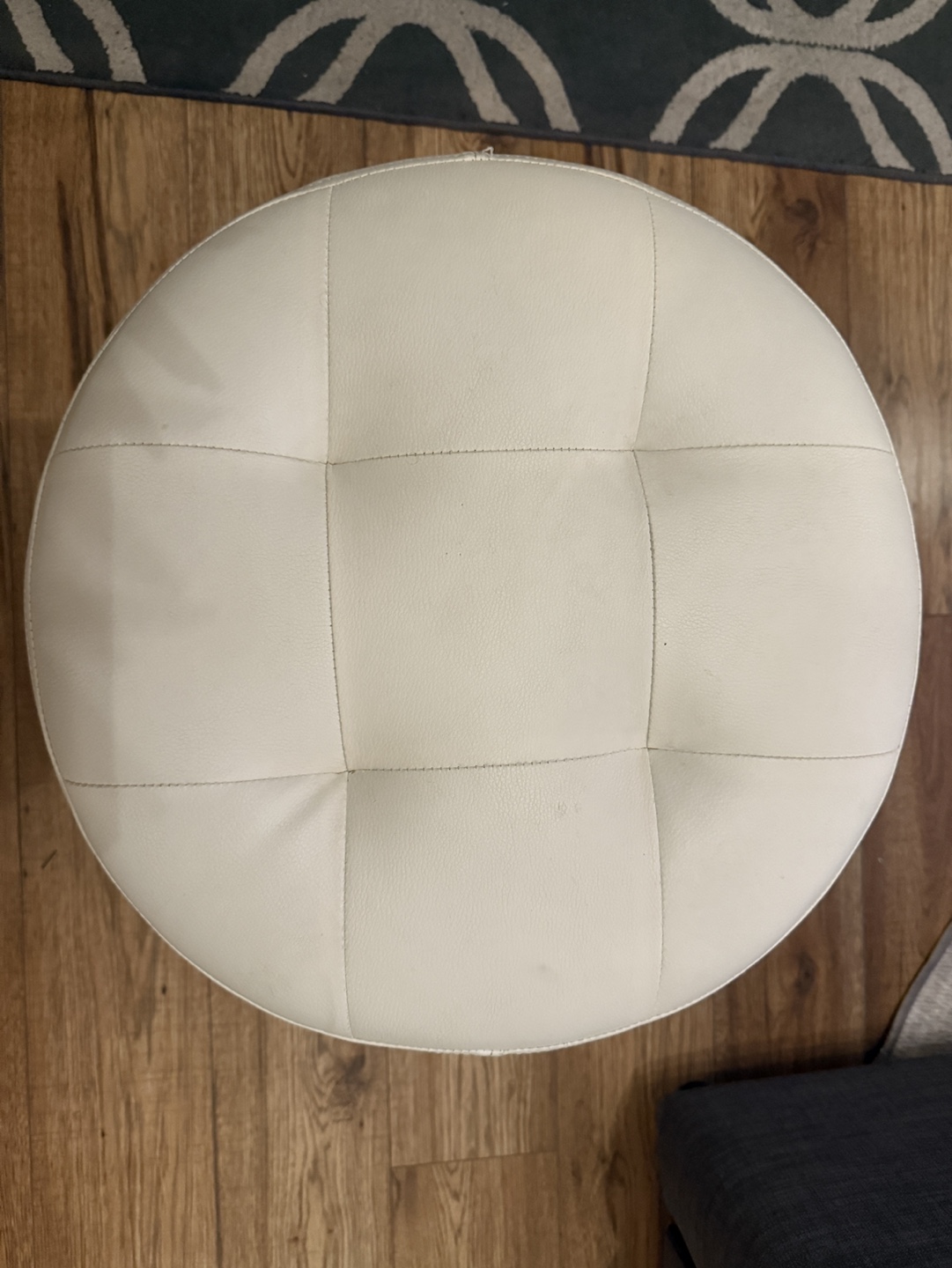 White Round Ottoman Footstool/ Vanity Stool - photo 2